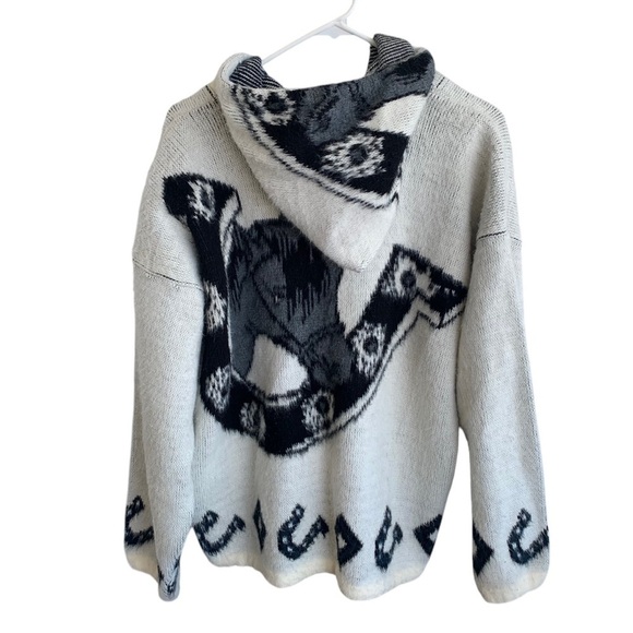 Tejidos Ruminahui Ecuadorian Horse Print Wool Sweater Adult Full Zip Hoodie - Picture 2 of 7